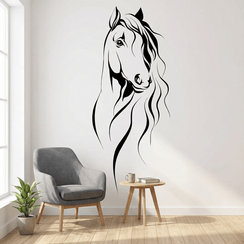 Sticker Mural Buste Cheval