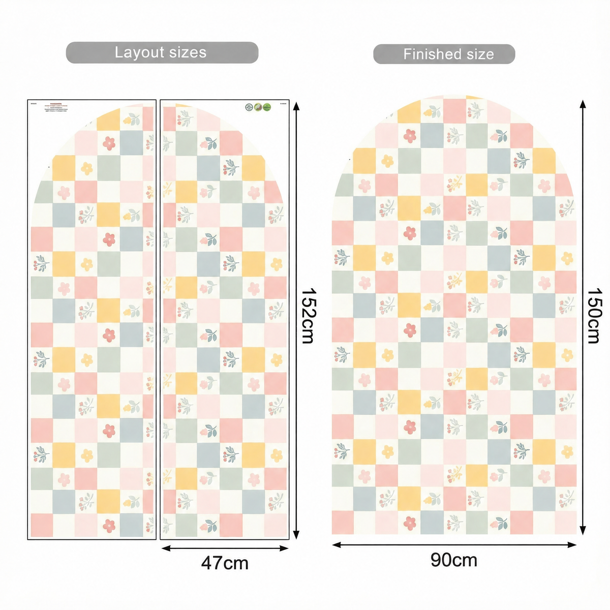 Pastel Tiles Wall Sticker - dimensions