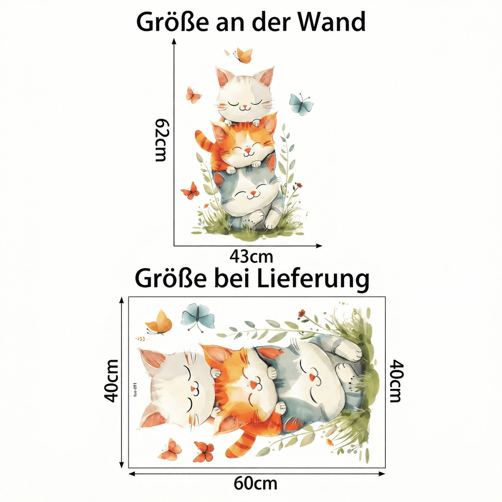 Wandtattoo Kawaii-Katze - Maße