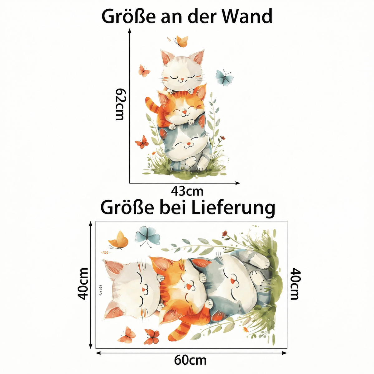 Wandtattoo Kawaii-Katze - Maße