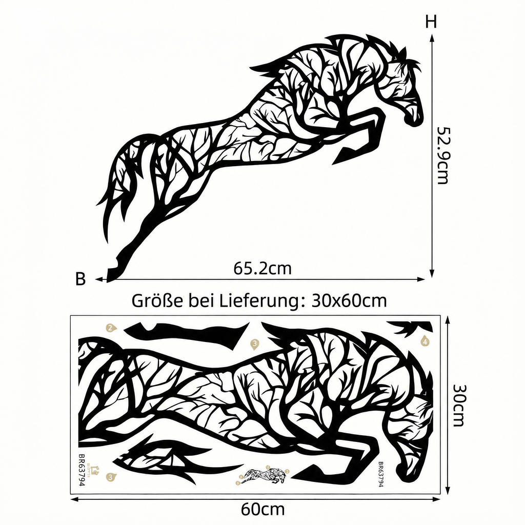 Wandtattoo Pferd mit Baum - Maße