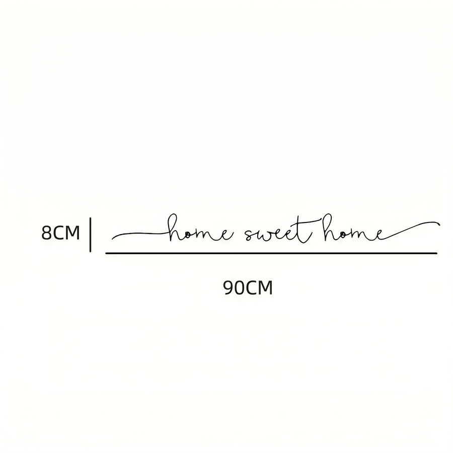 Comparaison entre la planche reçue et le motif posé : Sticker Mural Citation Home Sweet Home Noir Salon