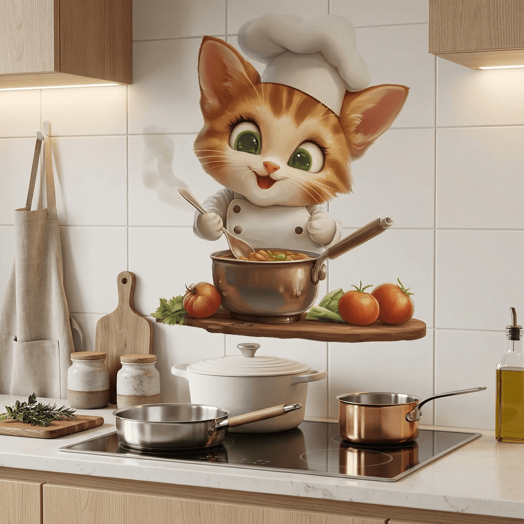 Sticker Mural Cuisine Chat Cuistot
