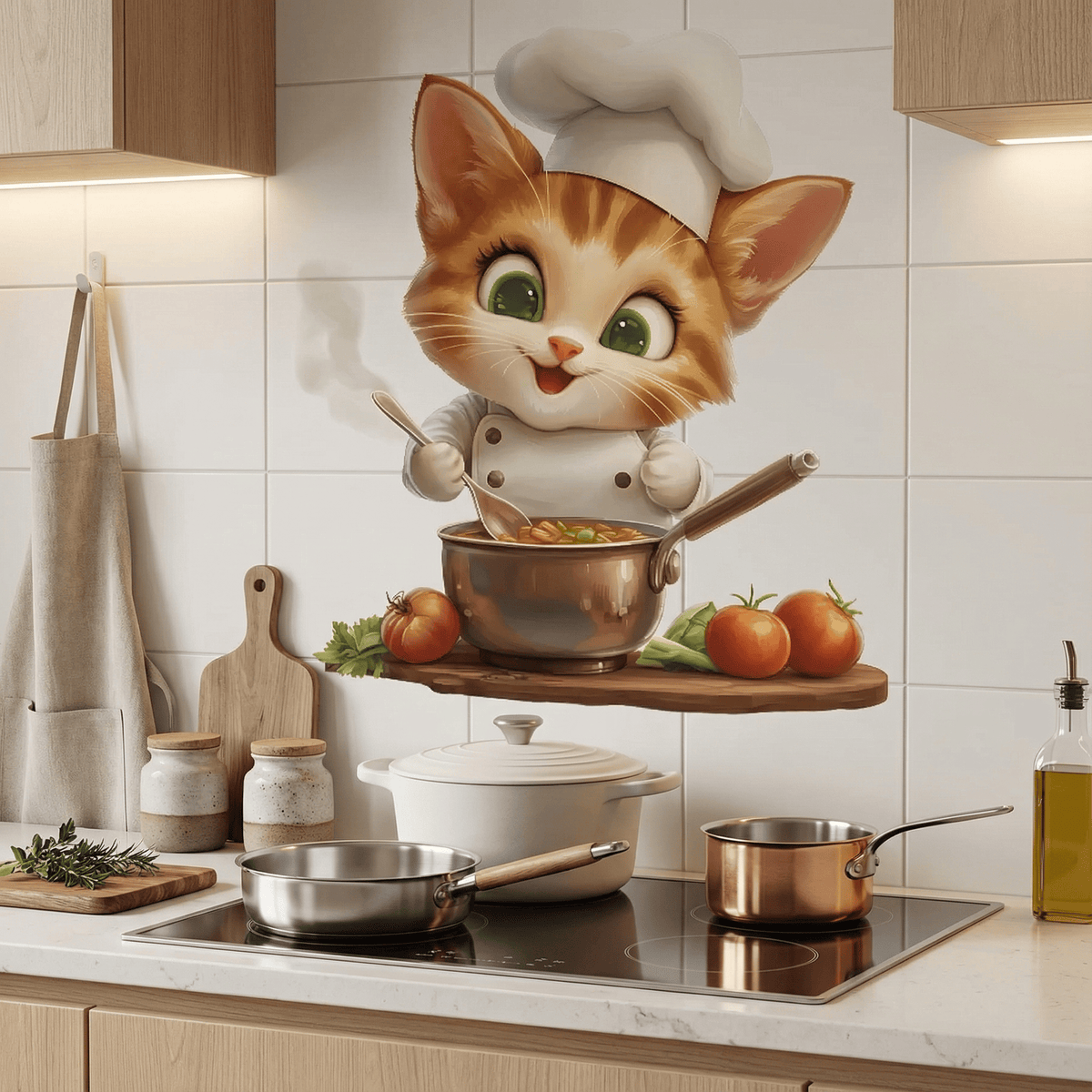 Sticker Mural Cuisine Chat Cuistot