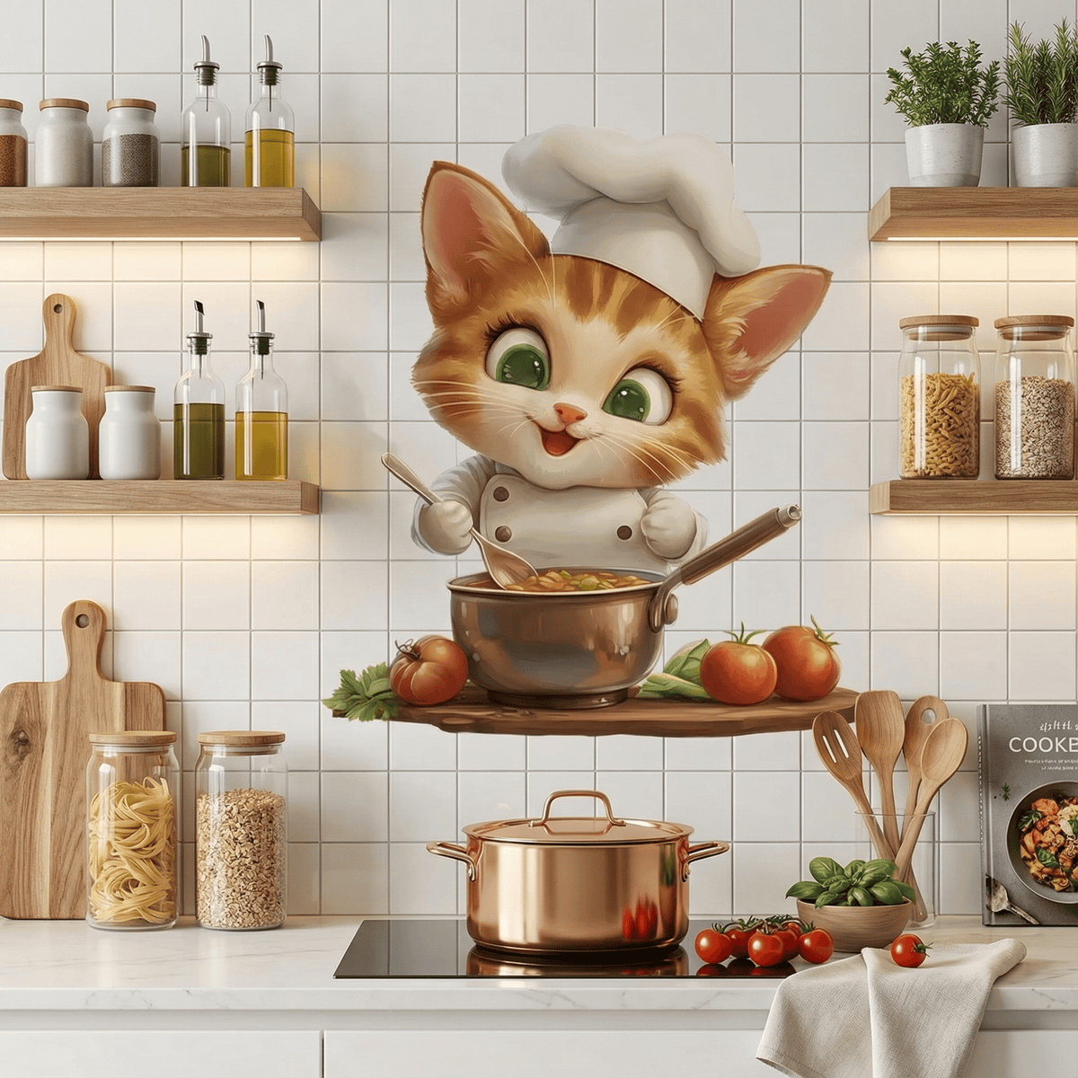 Sticker Mural Cuisine Chat Cuistot