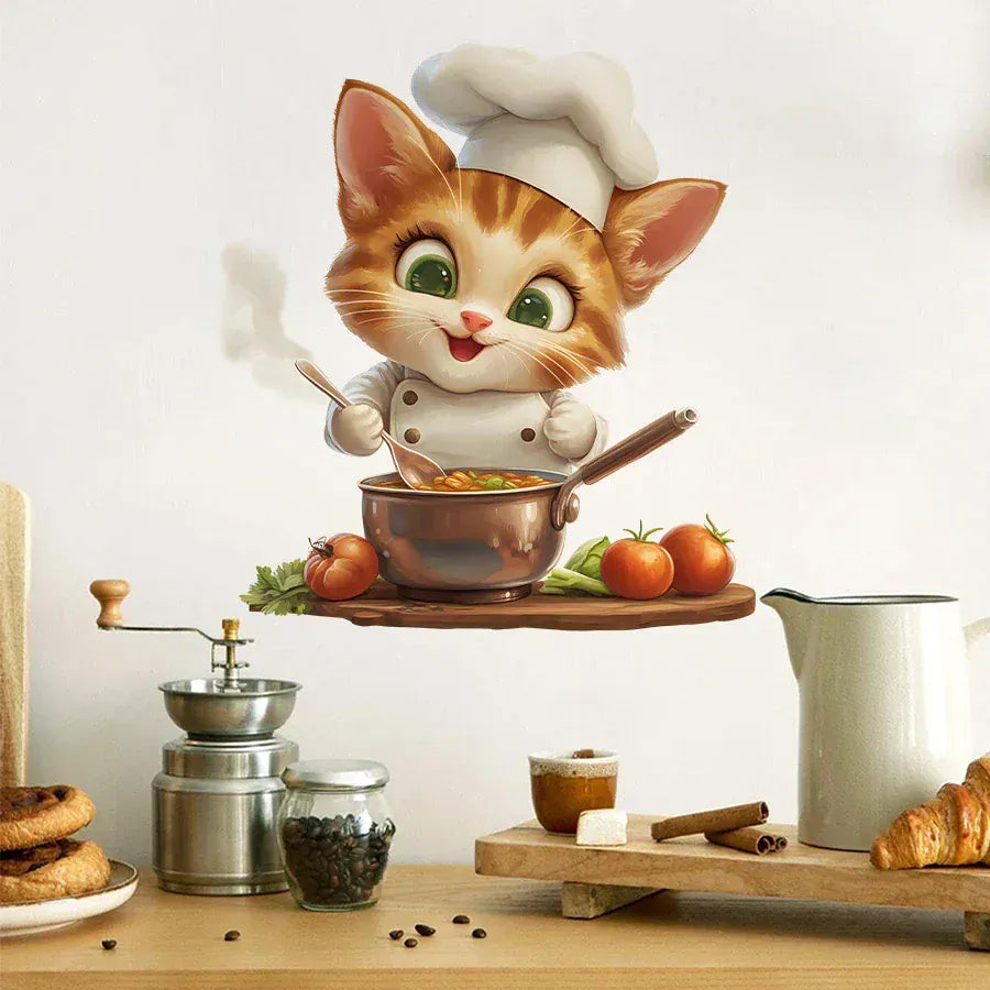 Sticker Mural Cuisine Chat Cuistot