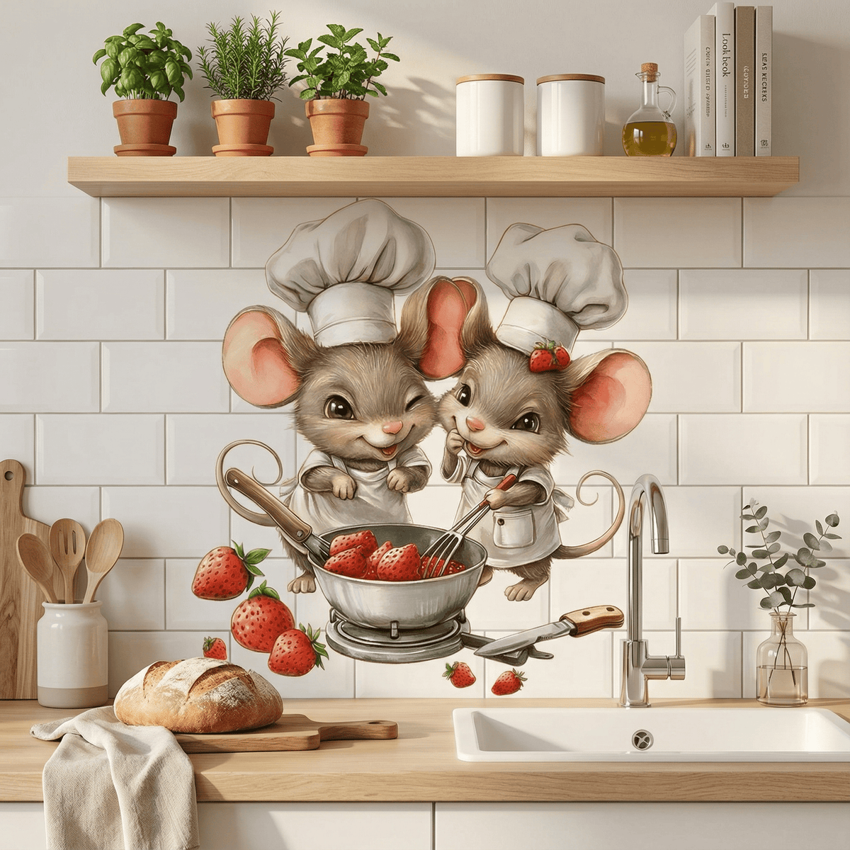 Sticker Mural Cuisine Chef Souris