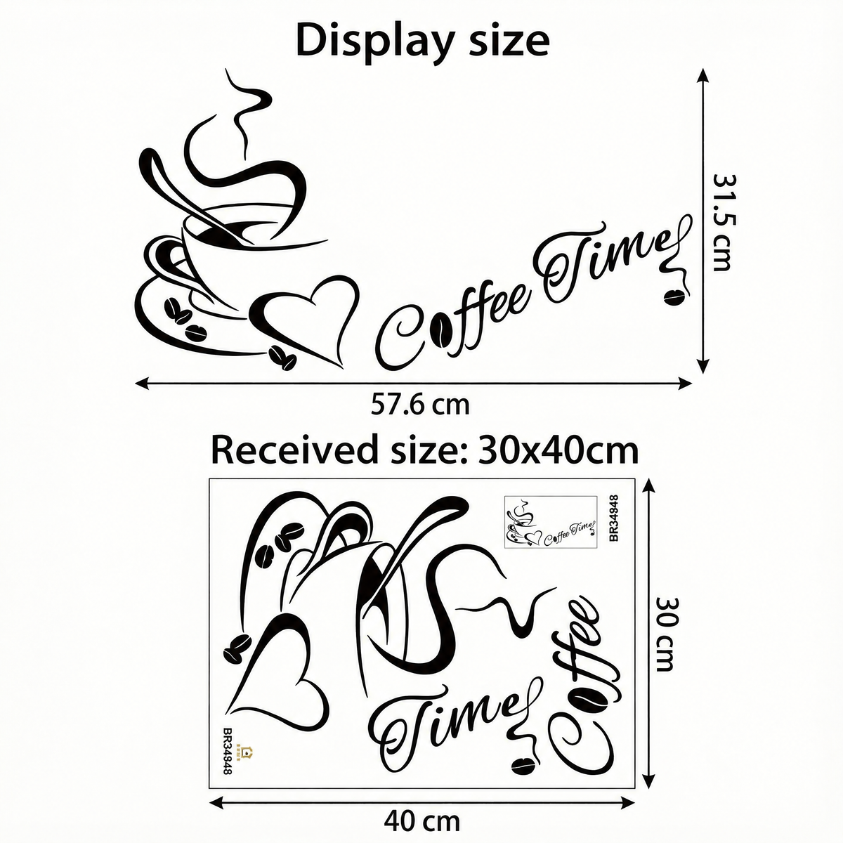 Coffee Corner Kitchen Wall Sticker - dimensions