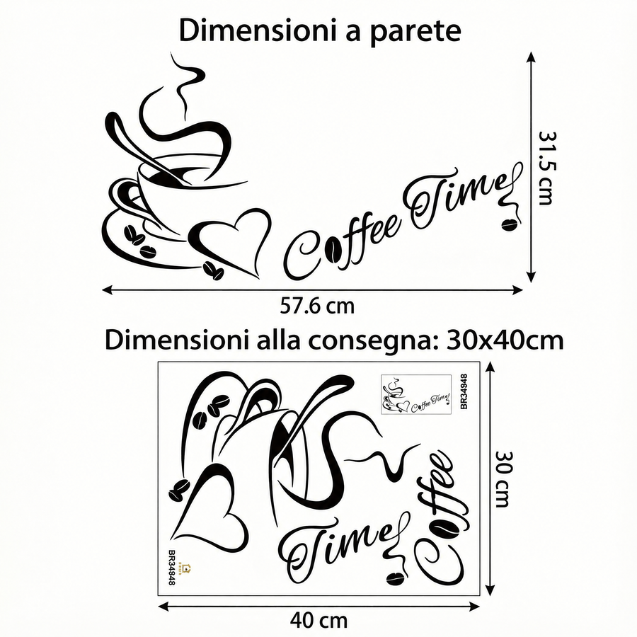 Il foglio che ricevi a confronto con il motivo applicato: Adesivo murale angolo caffè per cucina