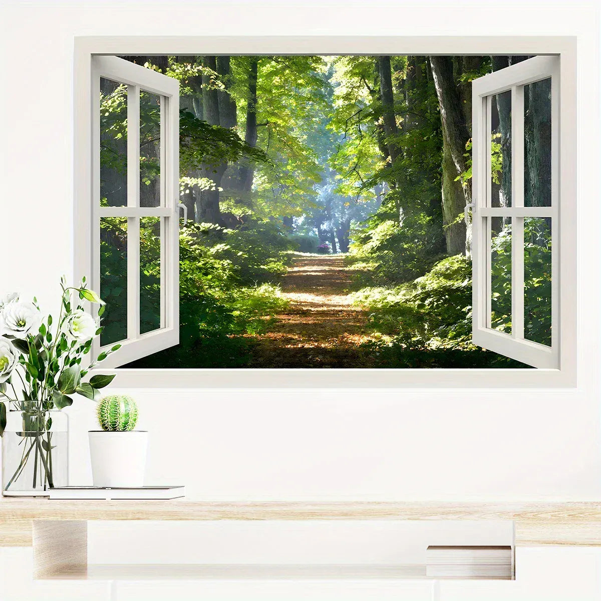 Sticker Mural Fenêtre Ouverte sur la Forêt BR64779