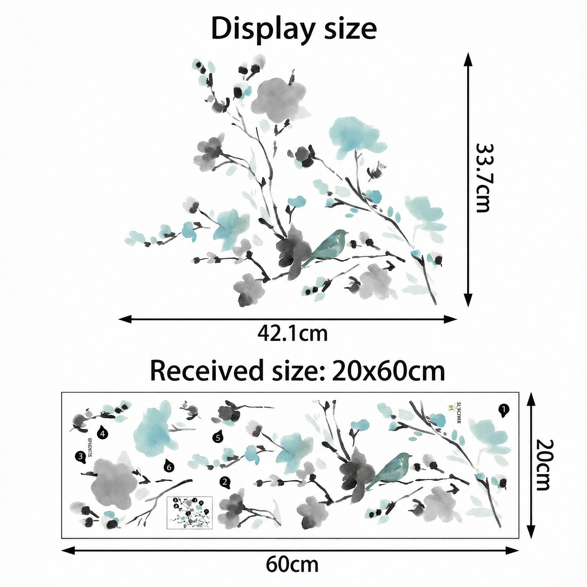 Watercolour Flower Wall Sticker - dimensions