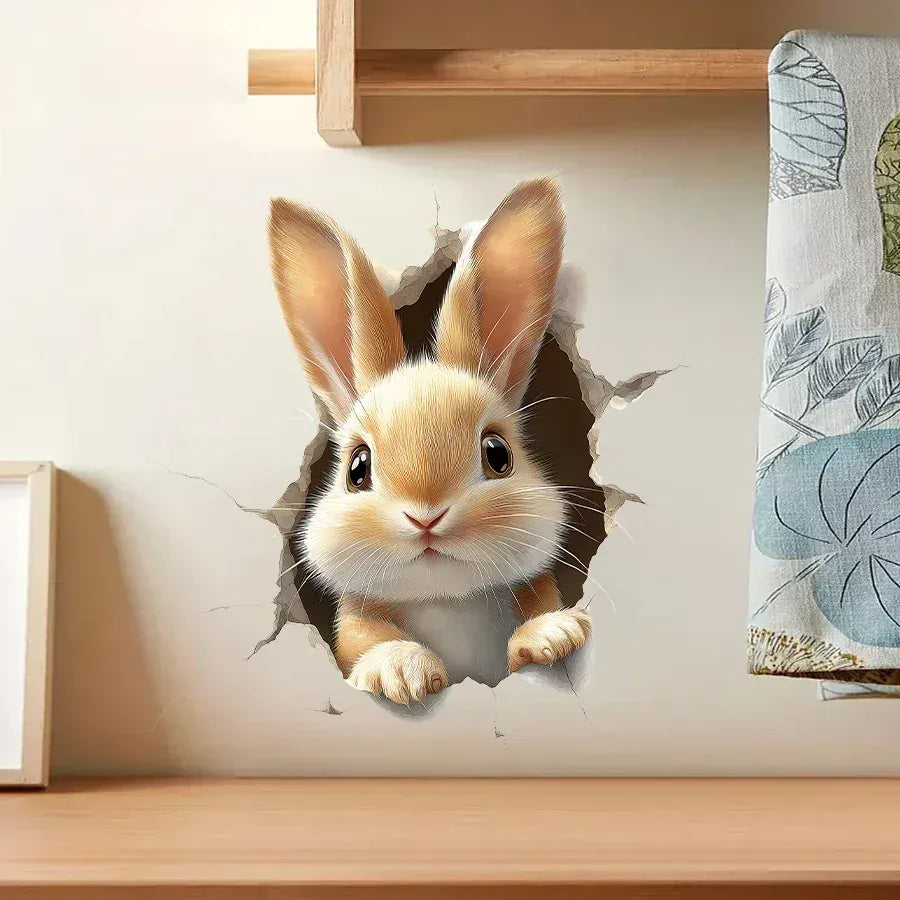 Sticker Mural Lapin Trompe L'Œil HS1065C
