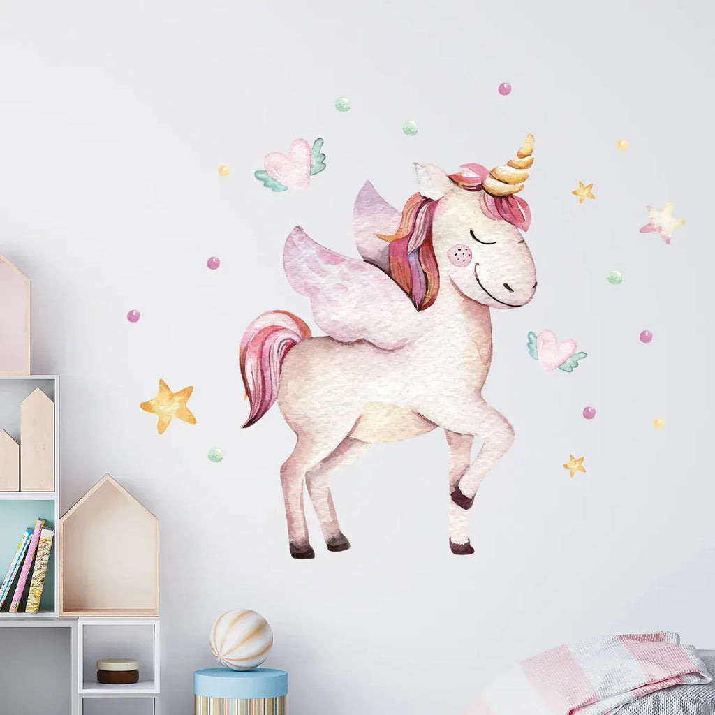 Sticker Mural Licorne avec Ailes