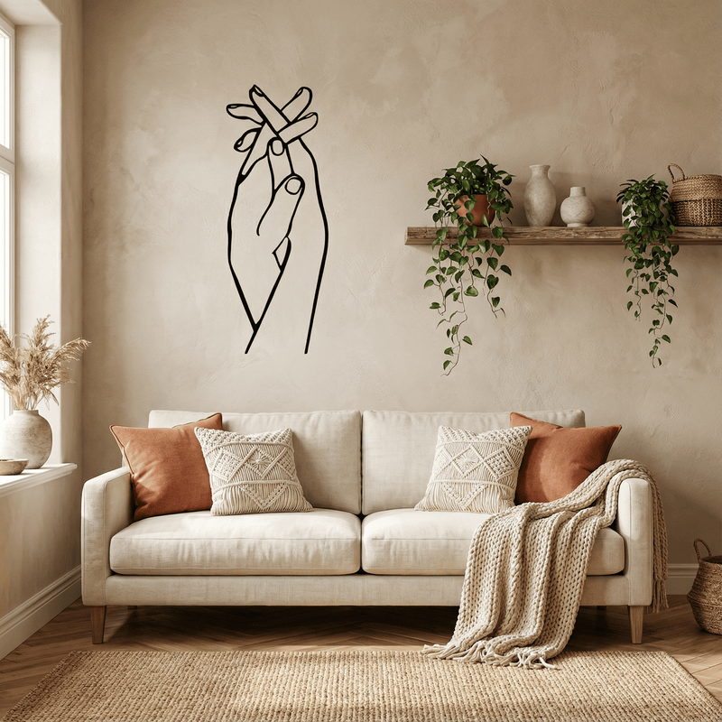 Sticker Mural Mains Line Art