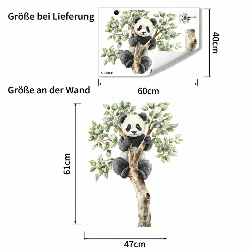 Wandtattoo Panda im Baum - Maße