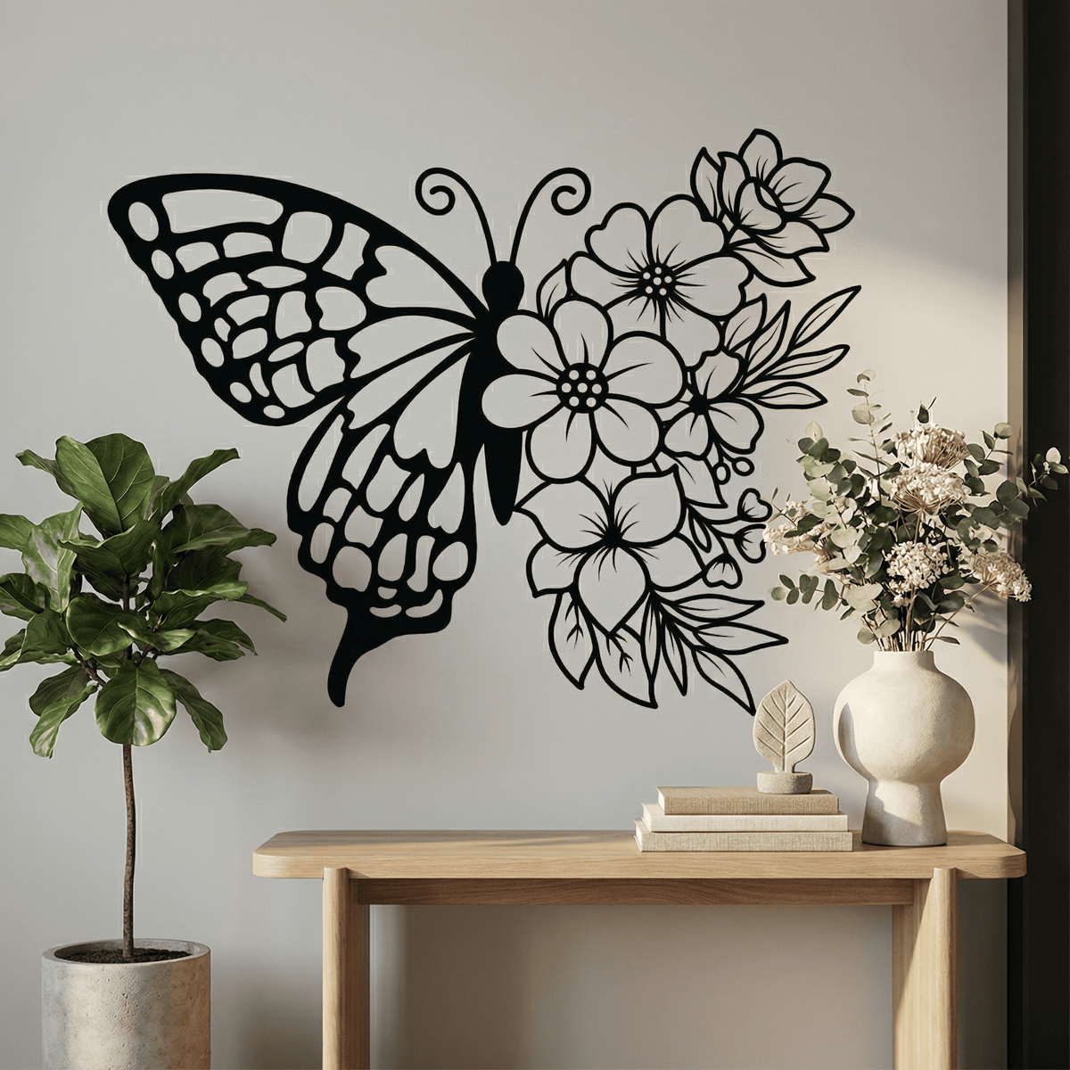 Sticker Mural Papillon Fleuri