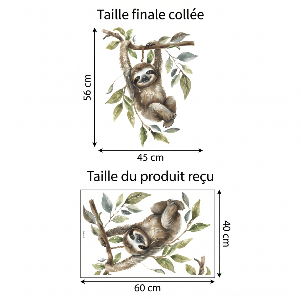 Sticker Mural Paresseux Aquarelle Chambre Bébé