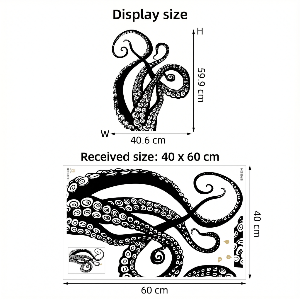 Octopus Tentacles Wall Sticker - dimensions