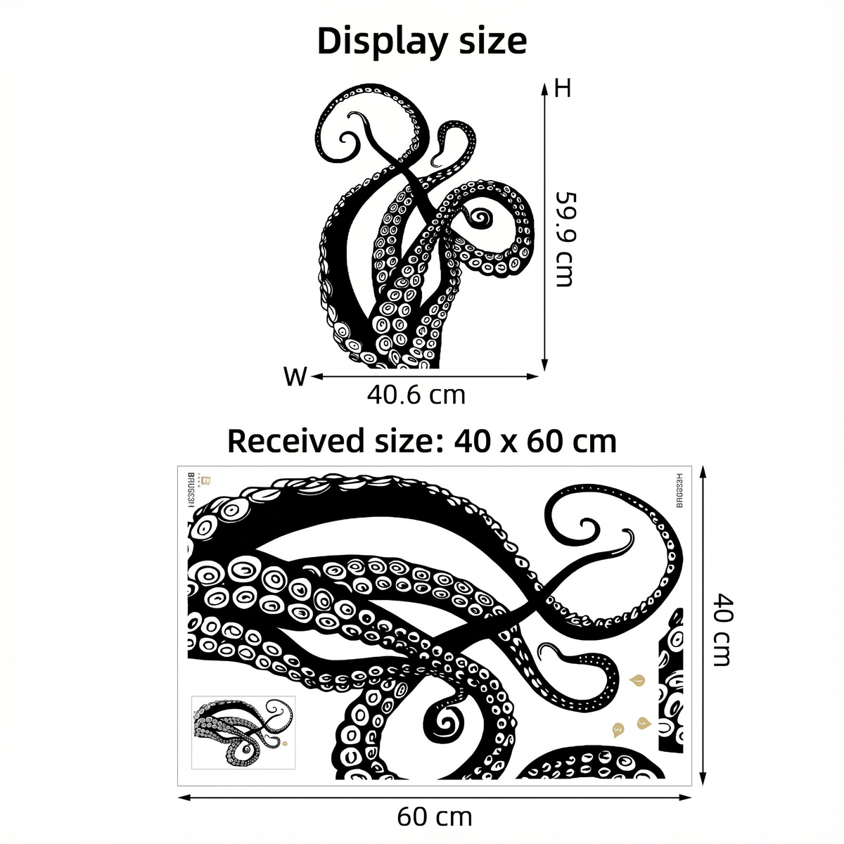 Octopus Tentacles Wall Sticker - dimensions