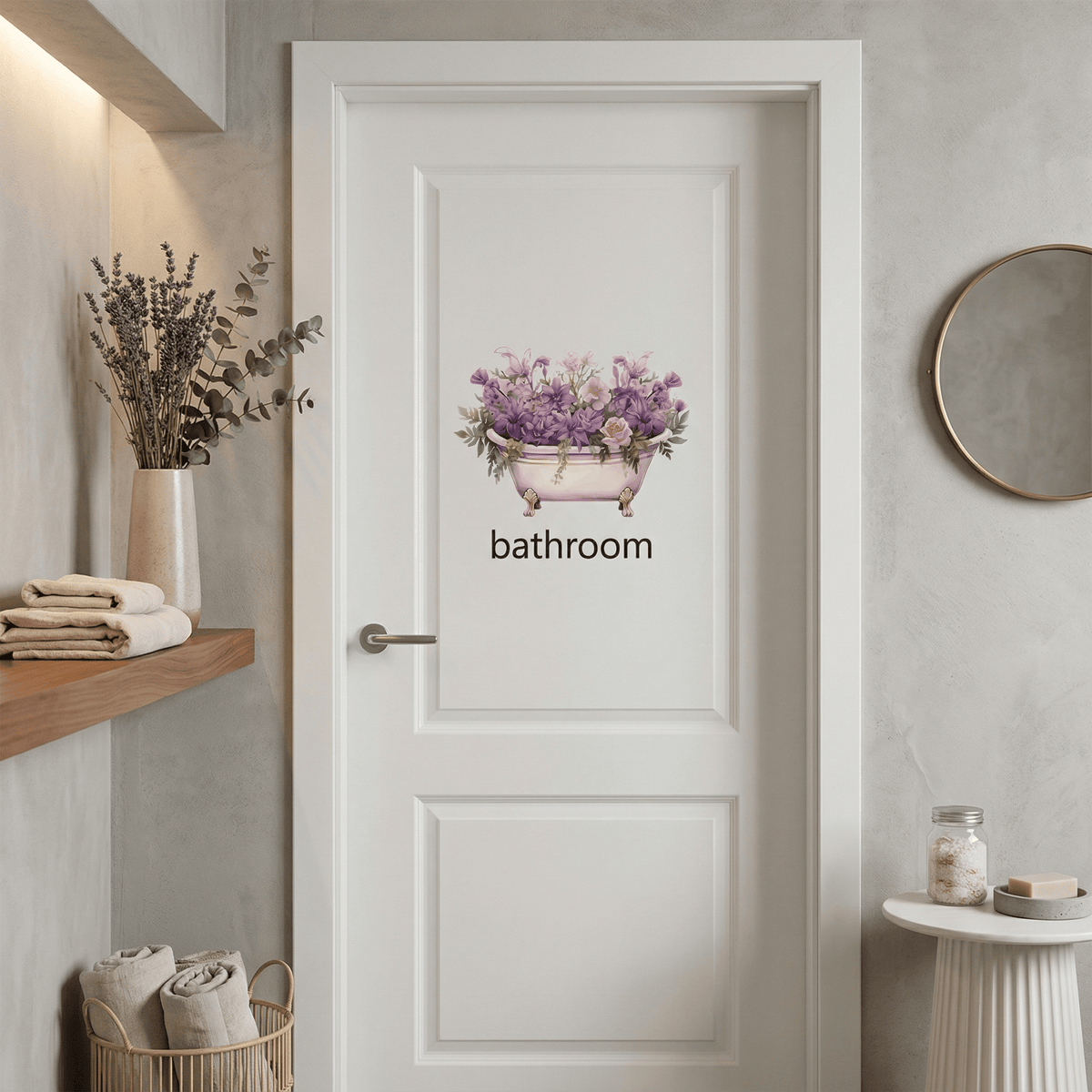 Sticker Mural Porte Salle de Bain Fleurie