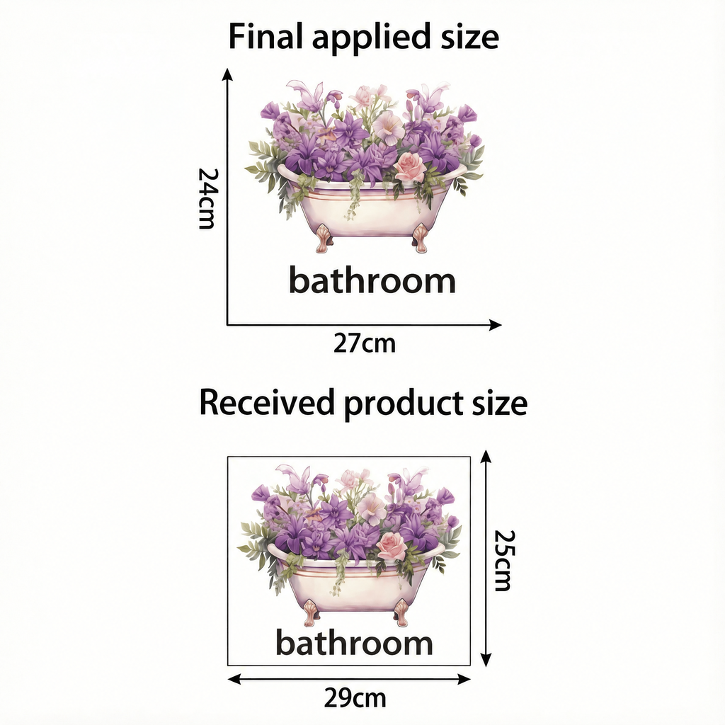 Floral Bathroom Door Wall Sticker - dimensions