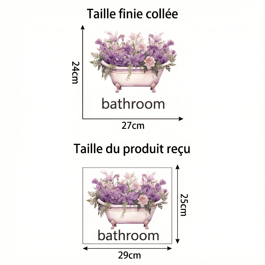 Sticker Mural Porte Salle de Bain Fleurie - dimensions