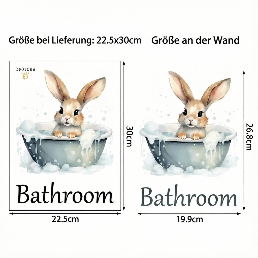 Wandtattoo Hase fürs Bad - Maße