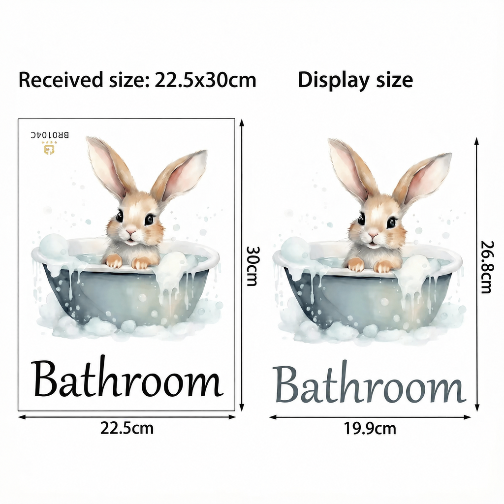Bunny Bathroom Wall Sticker - dimensions