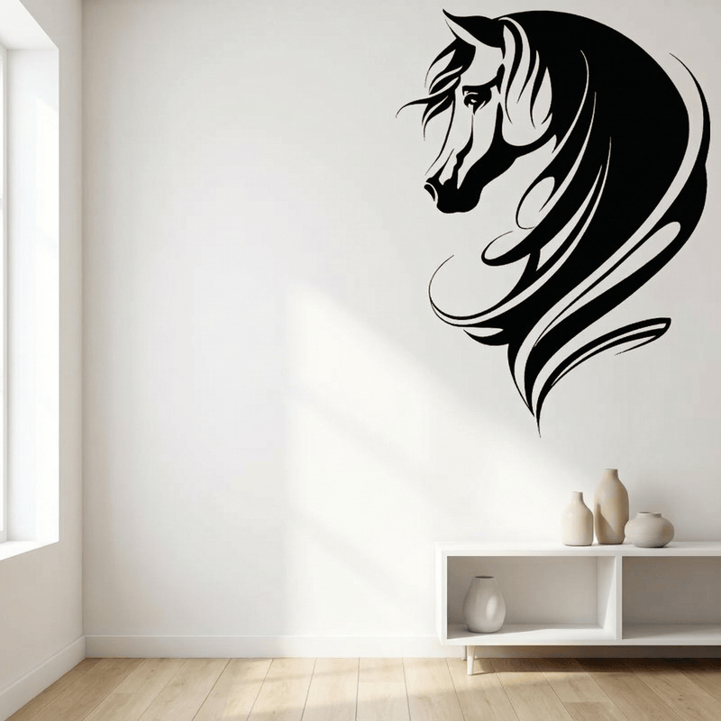 Sticker Mural Tête de Cheval Noir & Blanc
