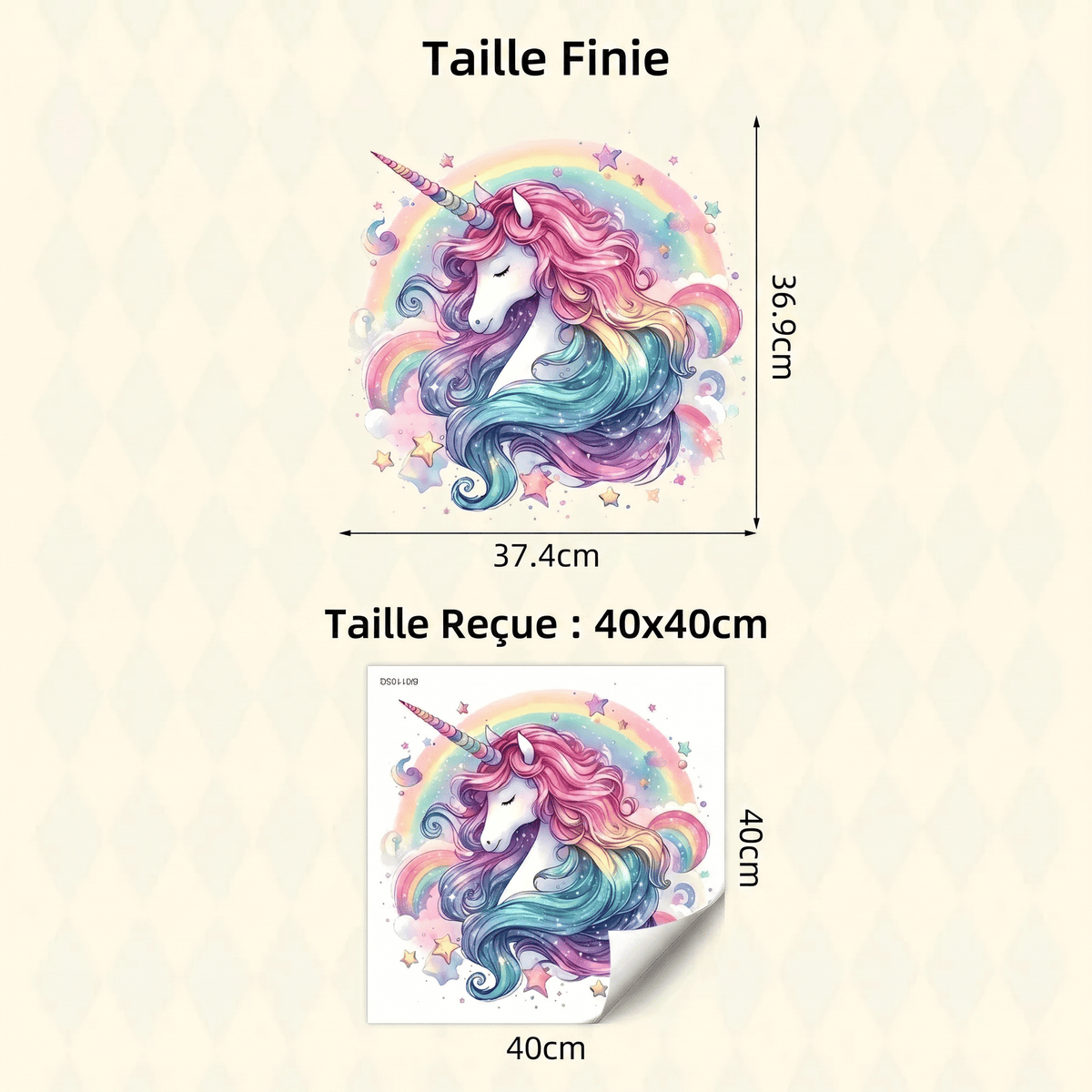 Sticker Mural Tête de Licorne Arc-en-Ciel Chambre Fille
