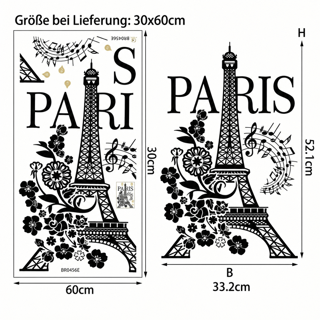 Wandtattoo Eiffelturm Paris - Maße