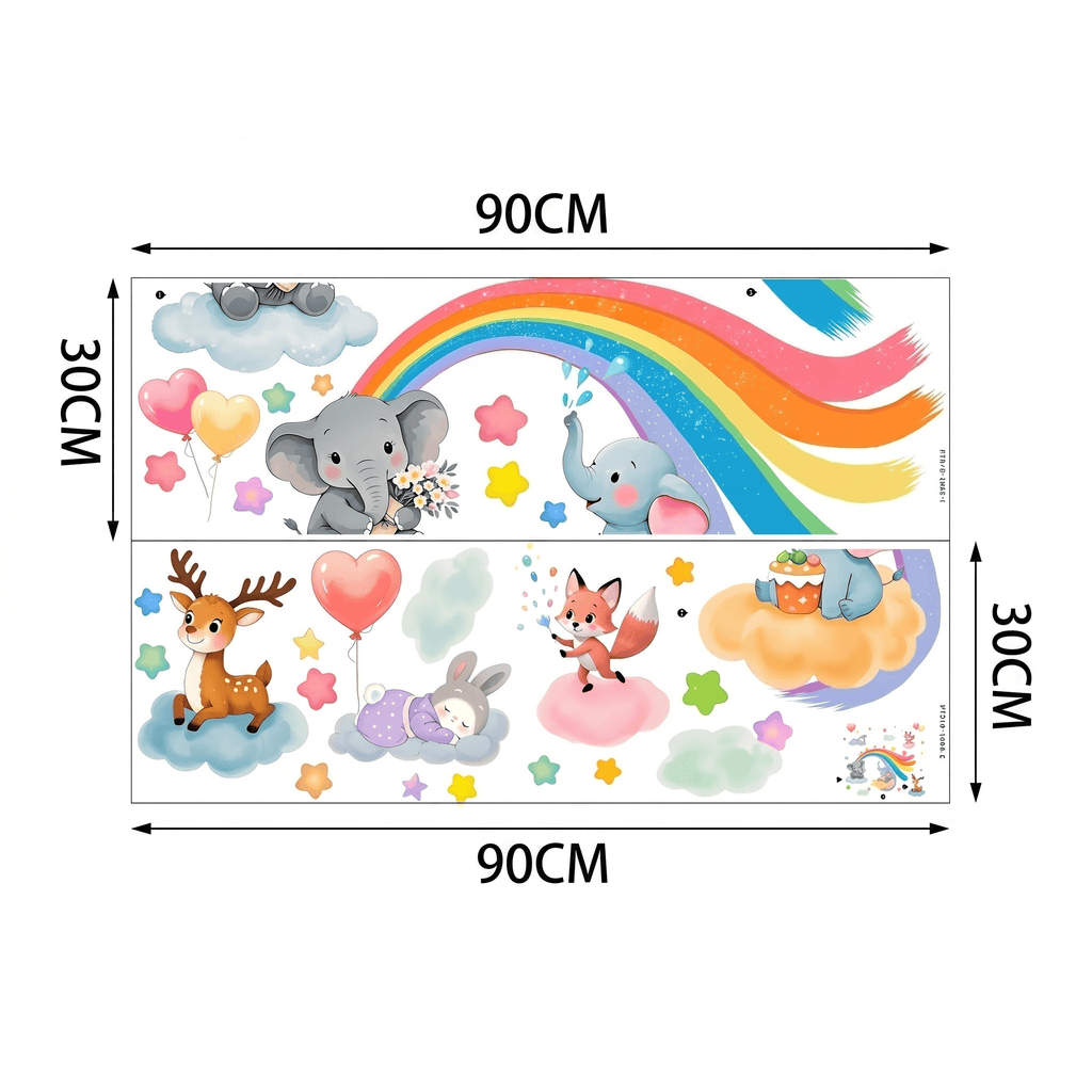 Stickers Muraux Animaux Arc-en-Ciel Chambre Bébé