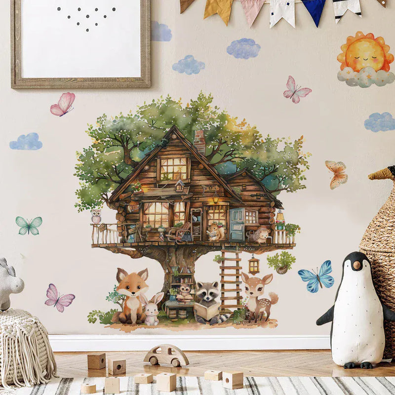 Stickers Muraux Animaux Cabane dans les Bois