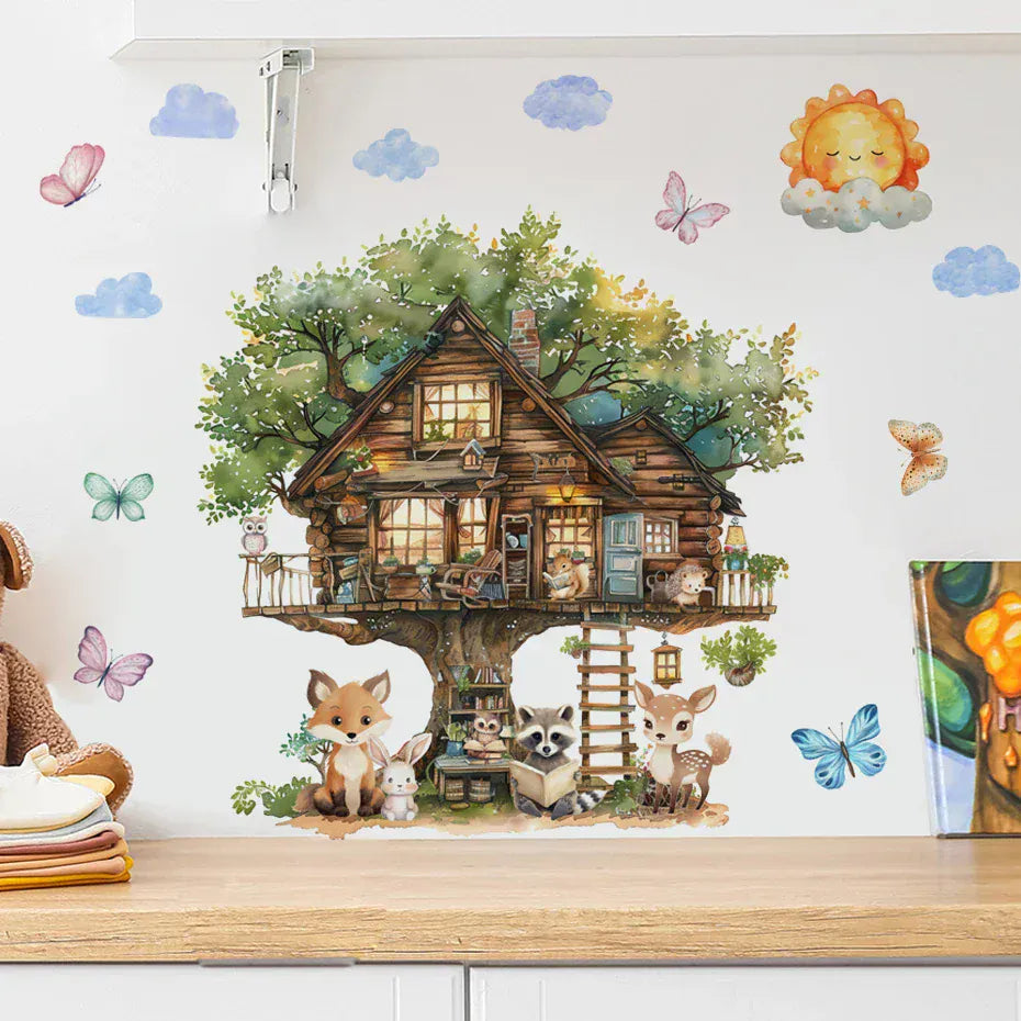Stickers Muraux Animaux Cabane dans les Bois