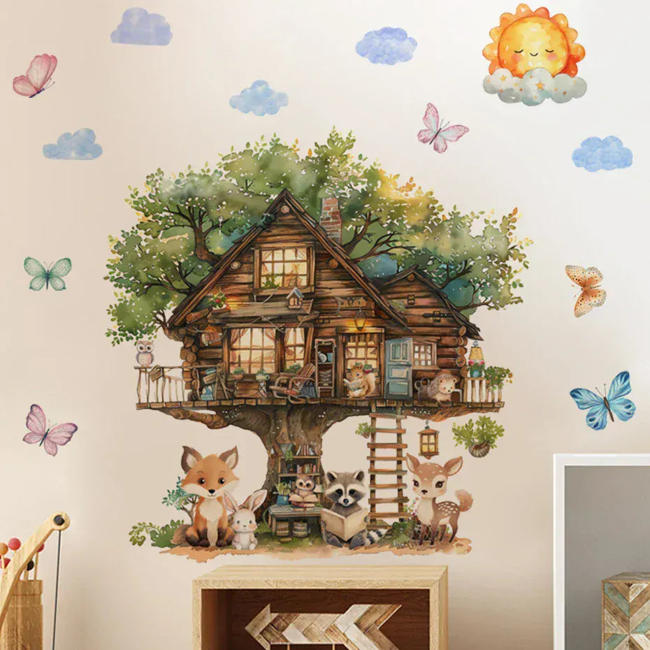 Stickers Muraux Animaux Cabane dans les Bois