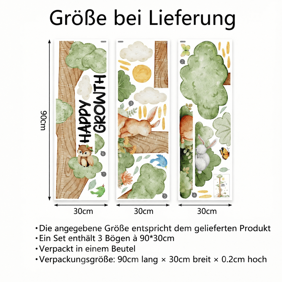 Wandtattoo Baum Happy Growth fürs Kinderzimmer - Maße