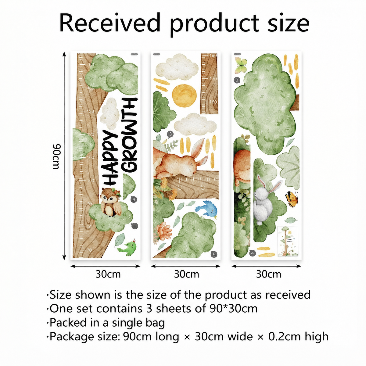 Happy Growth Tree Kids' Wall Stickers - dimensions