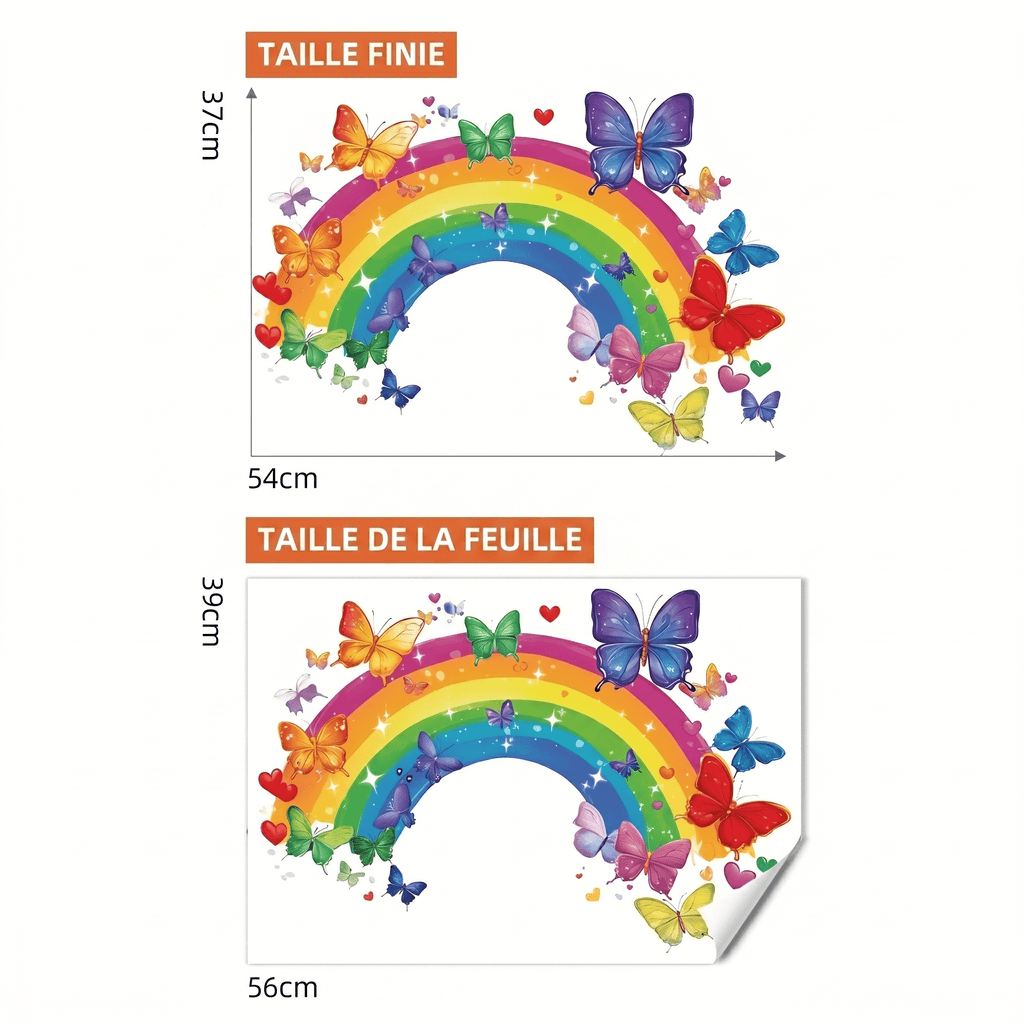 Stickers Muraux Arc-en-Ciel et Papillons Chambre Enfant