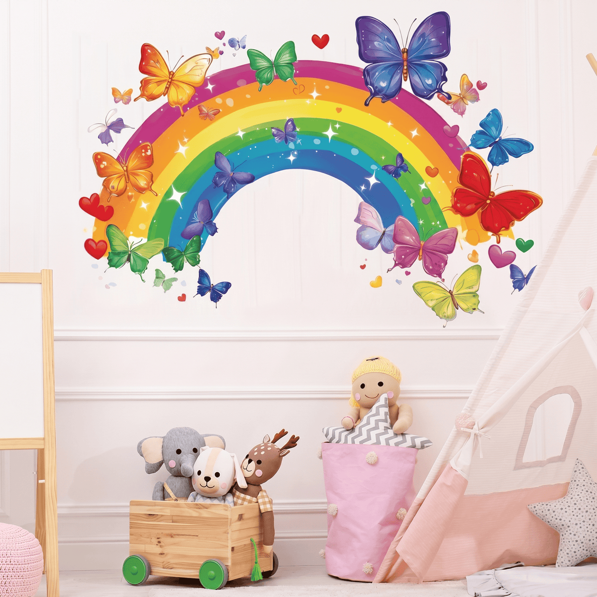 Stickers Muraux Arc-en-Ciel et Papillons Chambre Enfant