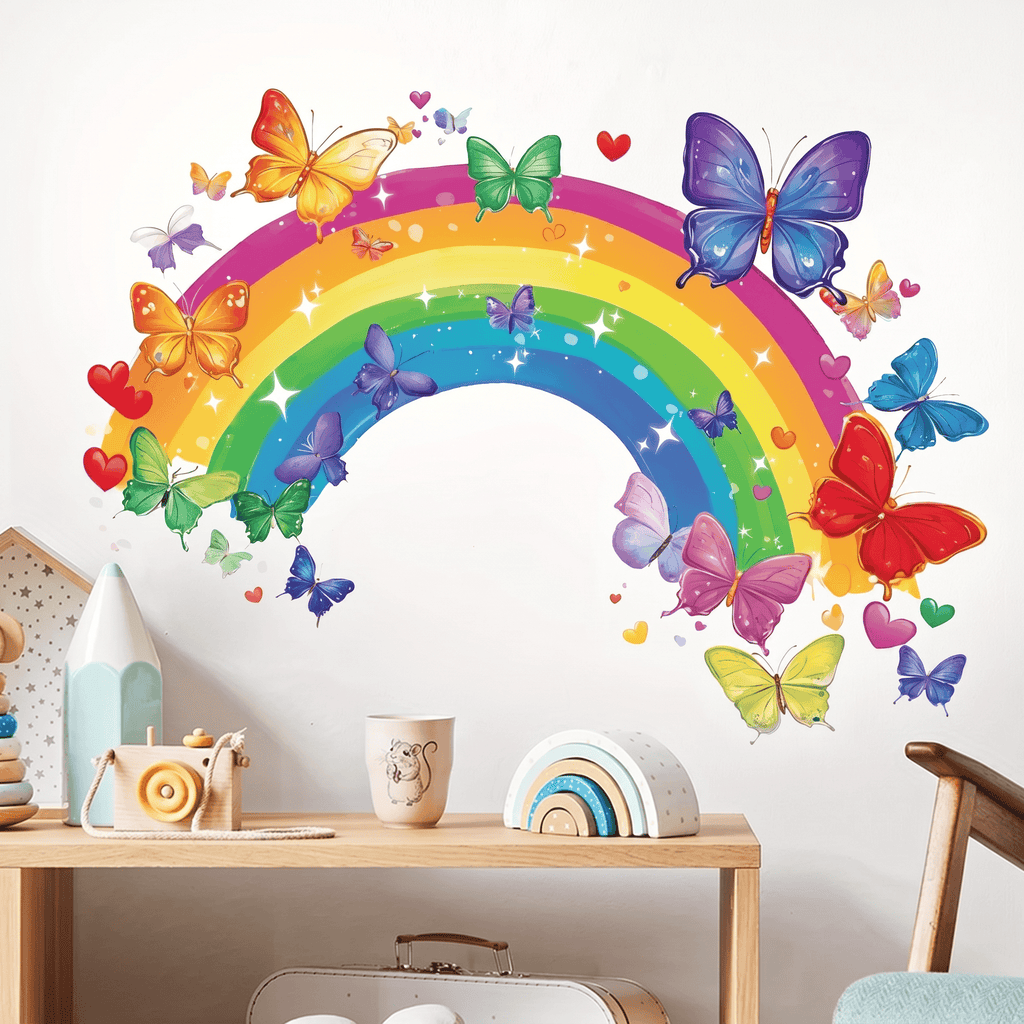 Stickers Muraux Arc-en-Ciel et Papillons Chambre Enfant