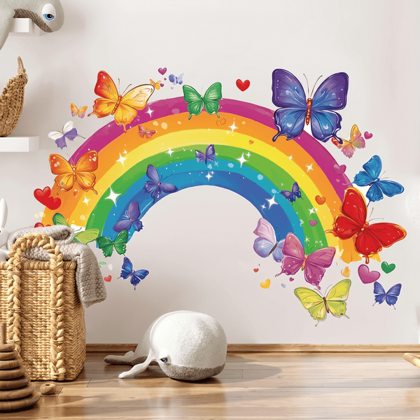Stickers Muraux Arc-en-Ciel et Papillons Chambre Enfant