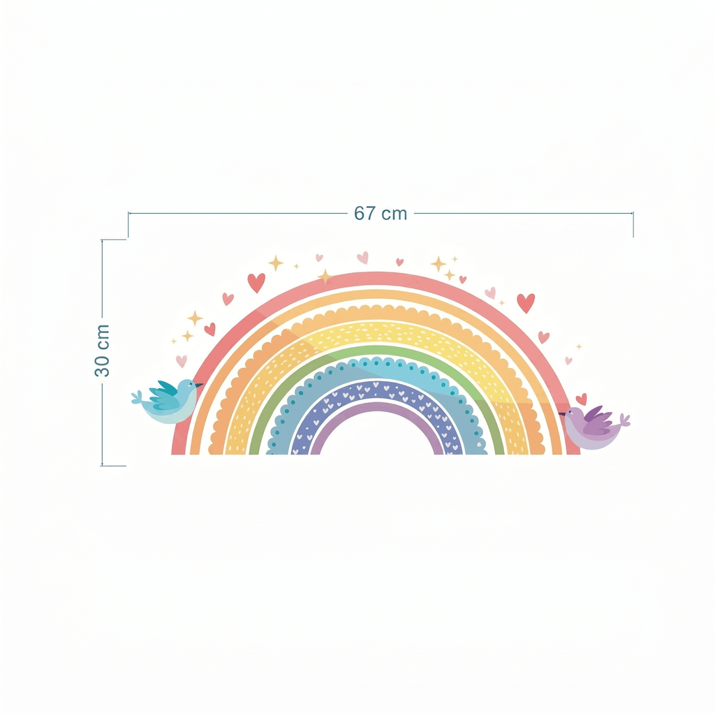 Stickers Muraux Arc-en-Ciel Pastel Oiseaux Chambre Fille