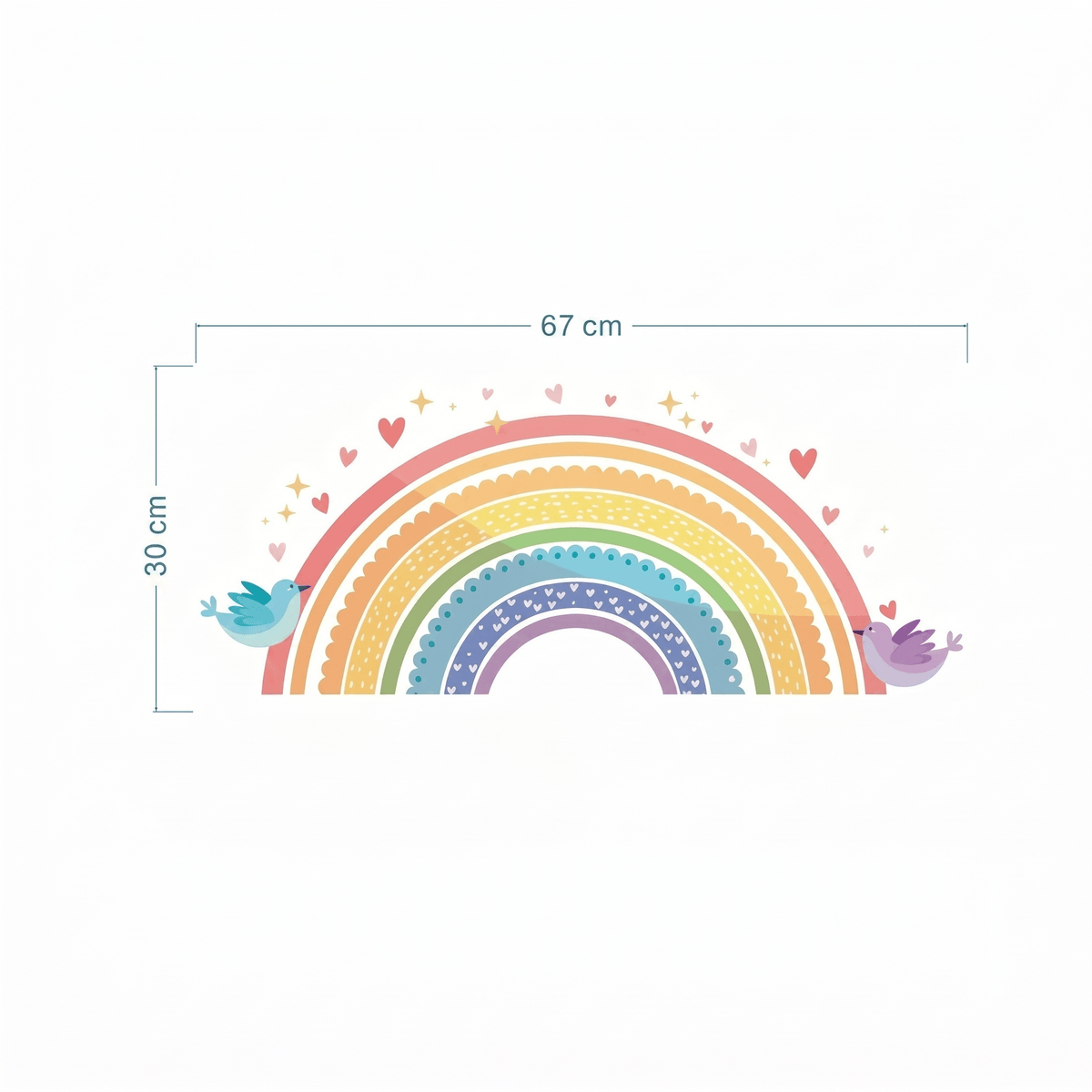 Stickers Muraux Arc-en-Ciel Pastel Oiseaux Chambre Fille