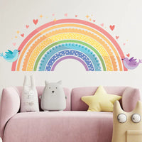 Stickers Muraux Arc-en-Ciel Pastel Oiseaux Chambre Fille