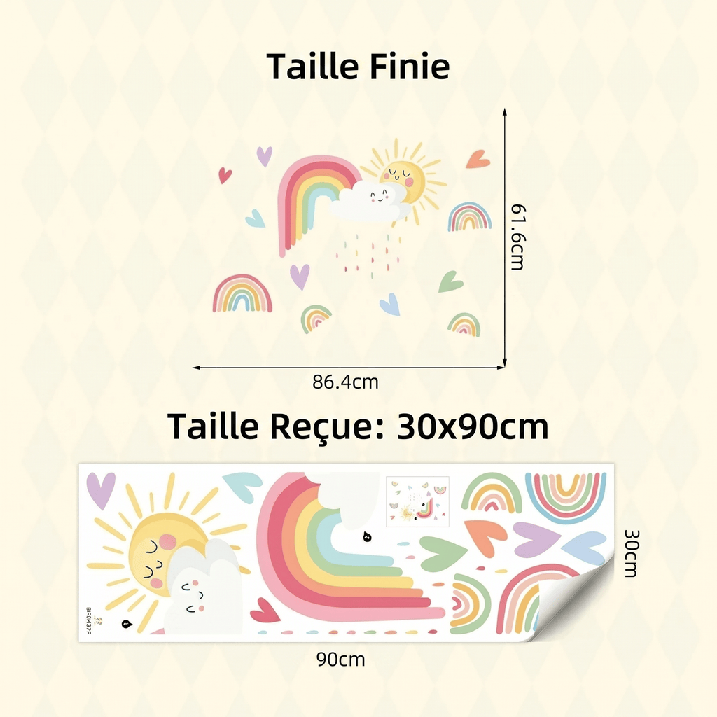 Stickers Muraux Arc-en-Ciel Soleil et Nuage Chambre Bébé