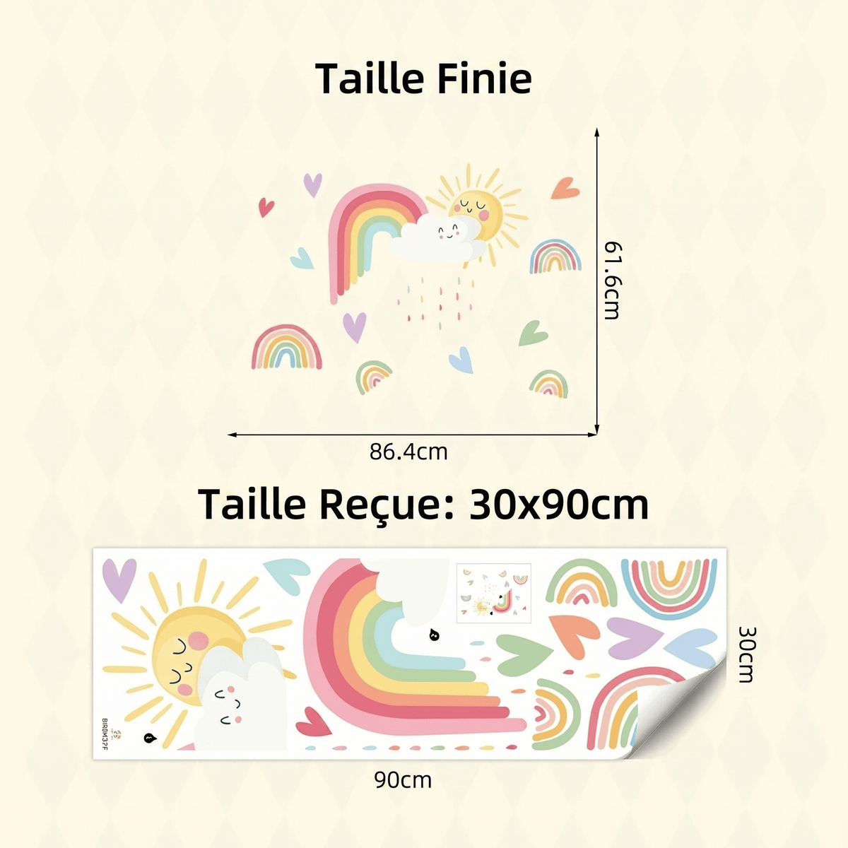 Stickers Muraux Arc-en-Ciel Soleil et Nuage Chambre Bébé