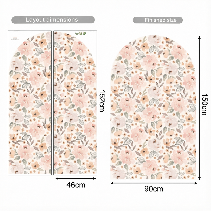 The sheet you receive compared with the design on the wall: Blossom Arch Wall Stickers