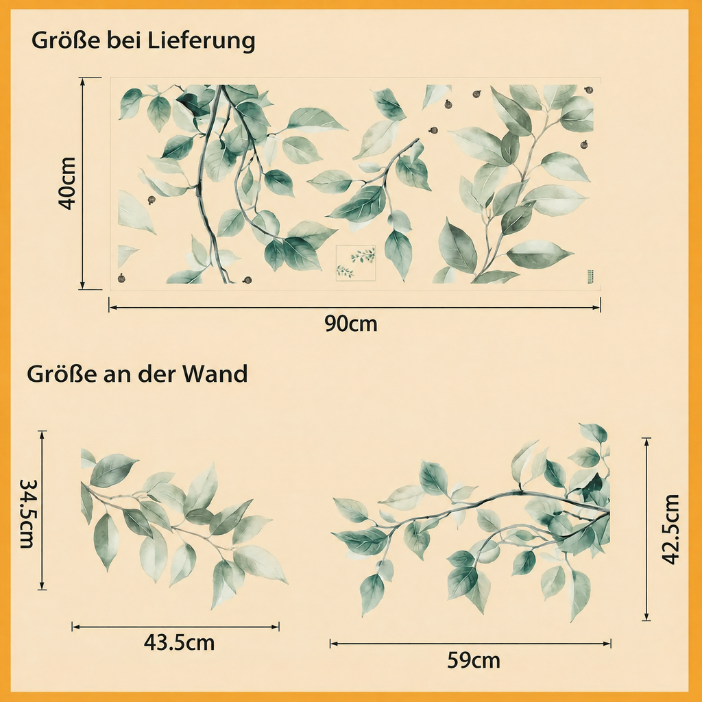 Wandtattoo Ast in Pastellgrün - Maße