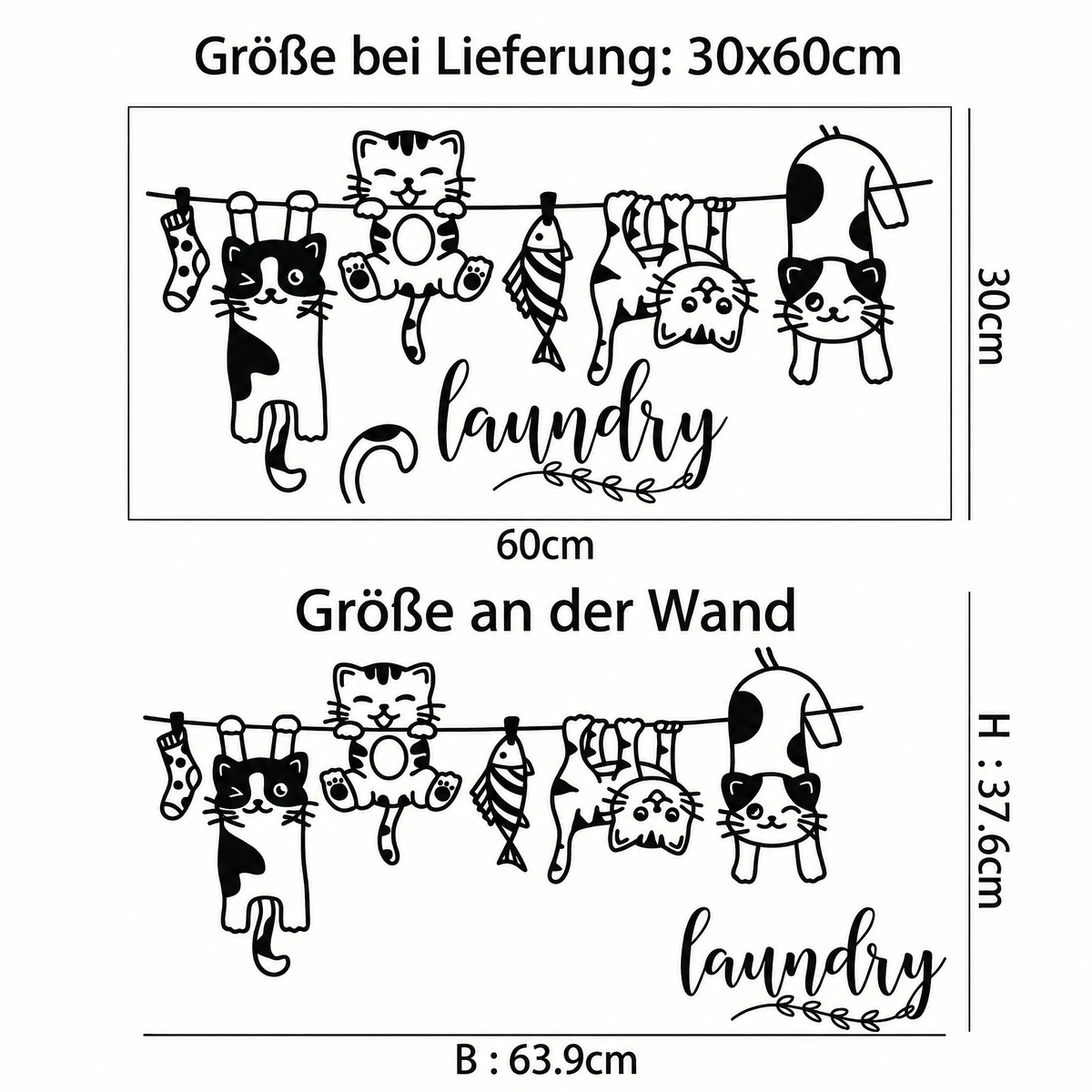 Wandtattoo Waschküche - Maße