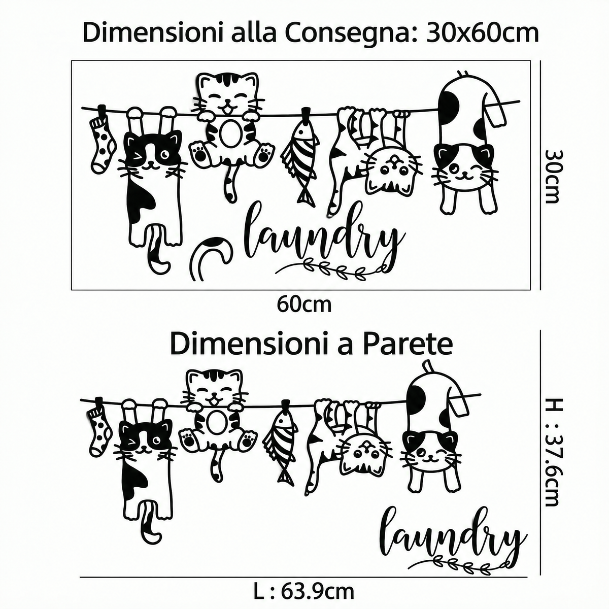Adesivi murali lavanderia - Dimensioni